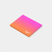 Heet Magenta Roze Helder Oranje Ombre Script Naam Post-it® Notes (Schuin)