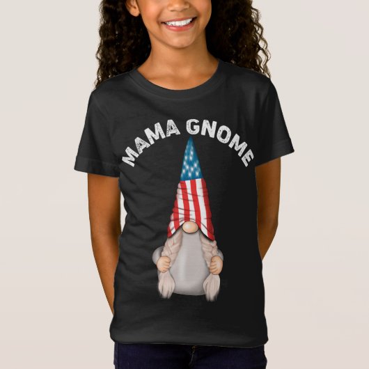 Heet Mama Gnome Familie Grappig Amerikaanse vlag T-shirt (Voorkant)
