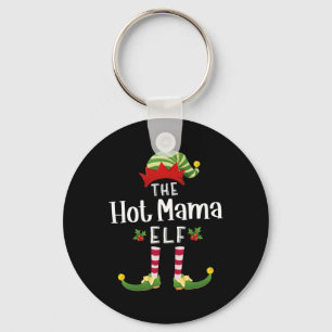 Heet Mama Kerst Elf Bijpassende Pyjama Kerstfeest Sleutelhanger