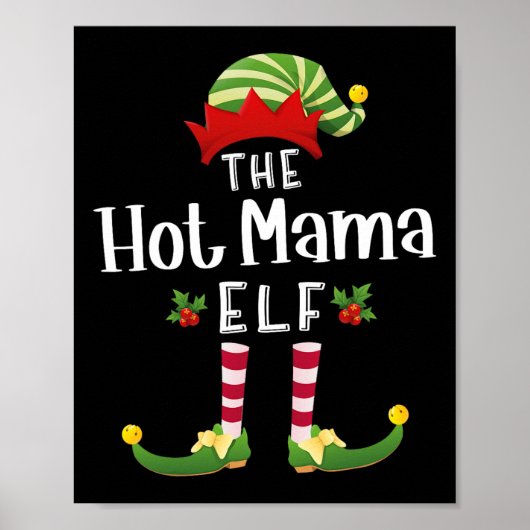 Heet Mama Kerst Elf Bijpassende Pyjama Kerstmis Fe Poster (Voorkant)