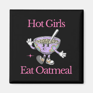 Heet Meisje Eet Havermout Grappig Ontwerp  Magneet