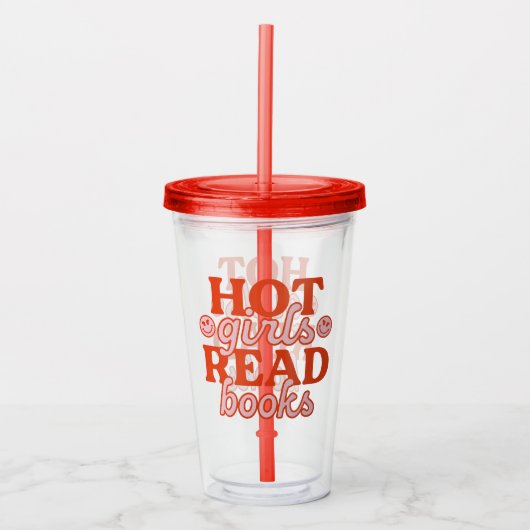 Heet meisje leest boeken acryl drinkbeker (Voorkant)