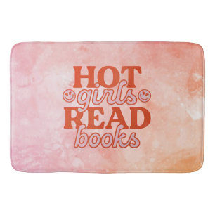 Heet meisje leest boeken badmat