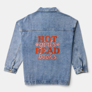 Heet meisje leest boeken denim jacket