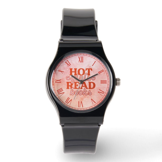 Heet Meisje Leest Boeken Horloge (Voorkant)