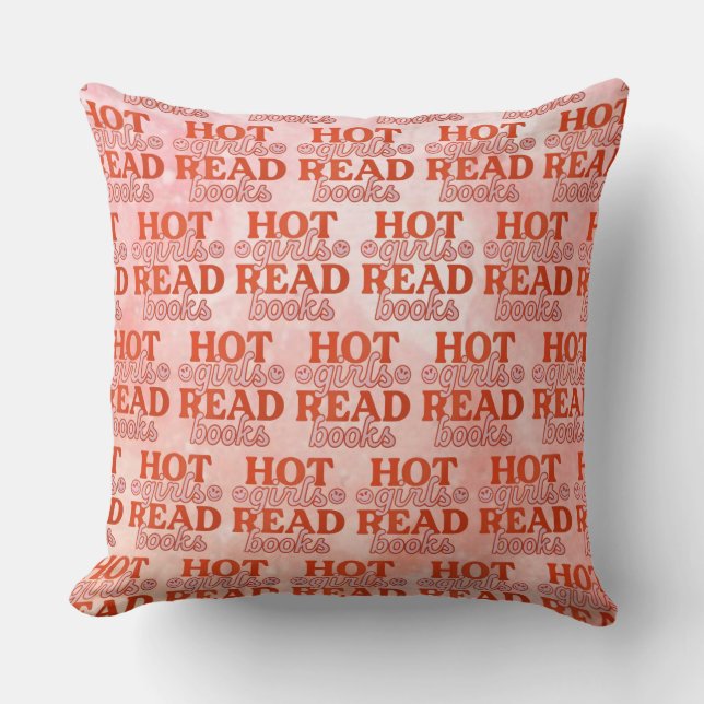 Heet Meisje Leest Boeken Kussen (Voorkant)