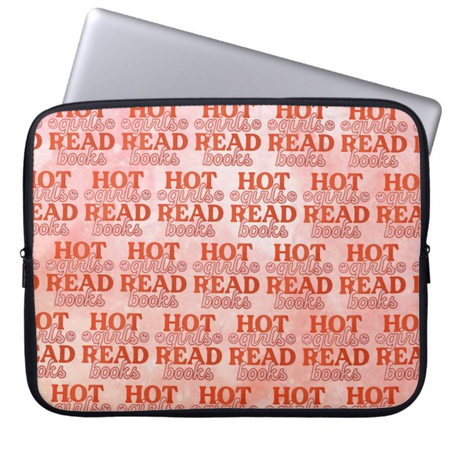 Heet meisje leest boeken laptop sleeve (Voorkant)