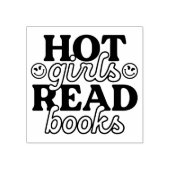 Heet meisje leest boeken rubberstempel (Afrduk)