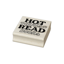 Heet meisje leest boeken rubberstempel