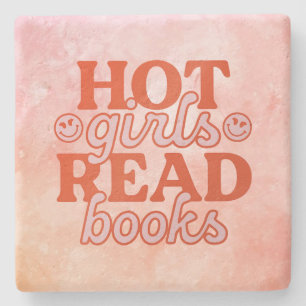 Heet Meisje Leest Boeken Stenen Onderzetter