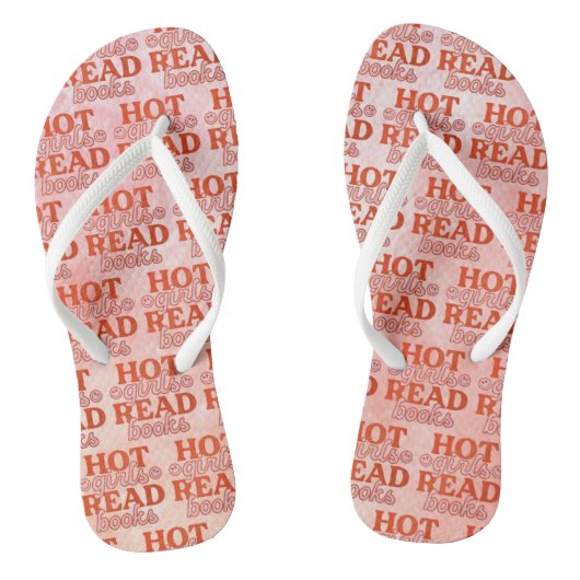 Heet meisje leest boeken teenslippers (Voetbed)
