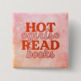 Heet Meisje Leest Boeken Vierkante Button 5,1 Cm