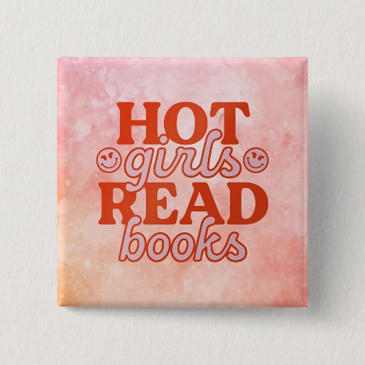 Heet Meisje Leest Boeken Vierkante Button 5,1 Cm (Voorkant)