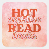 Heet meisje leest boeken vierkante sticker (Voorkant)