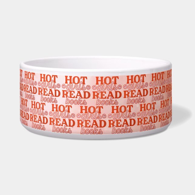 Heet Meisje Leest Boeken Voerbakje (Voorkant)