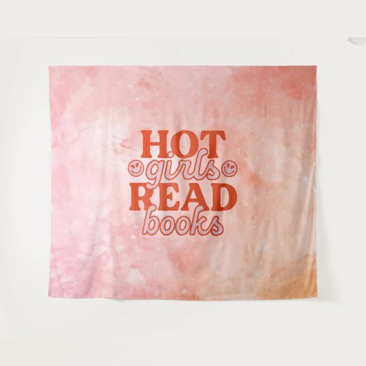 Heet Meisje Leest Boeken Wandkleed (Voorkant (horizontaal))