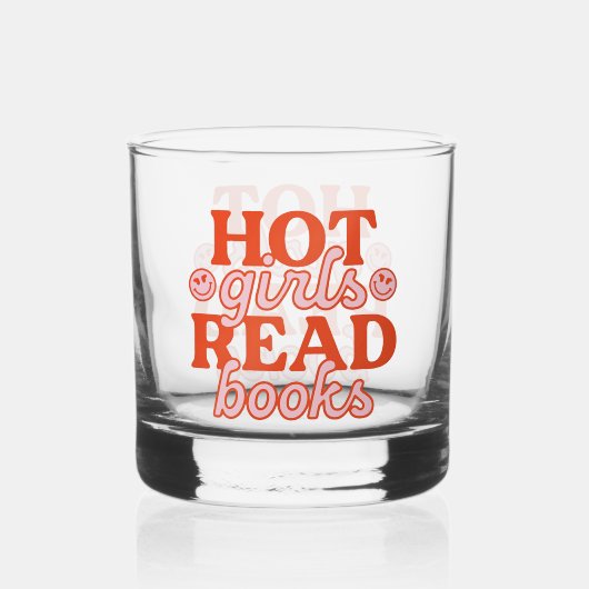 Heet meisje leest boeken whisky glas (Voorkant)