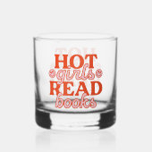 Heet meisje leest boeken whisky glas (Achterkant)