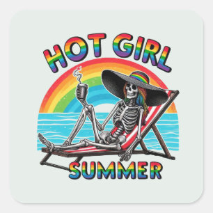 Heet Meisje Zomer - Skeleton Beach Vibe Vierkante Sticker
