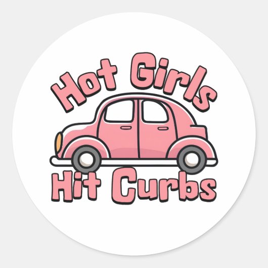 Heet Meisjes Hit Curbs Grappig Roze Ronde Sticker (Voorkant)