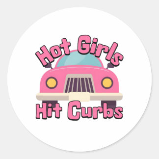 Heet Meisjes Hit Curbs Grappige Roze Auto Ronde Sticker