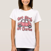 Heet Meisjes Hit Curbs Grappige Roze Auto T-shirt (Voorkant)