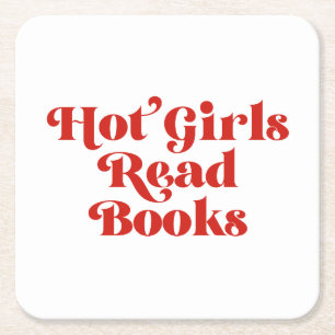 Heet Meisjes Lees Boeken Kartonnen Onderzetters