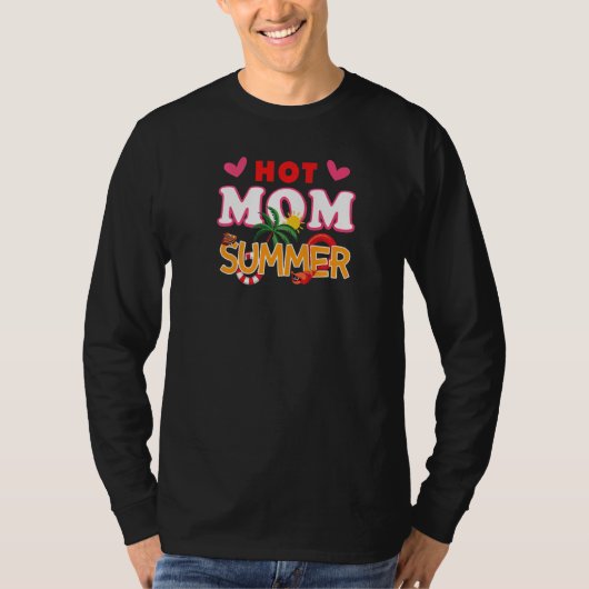 Heet Moeder Zomer Grafisch Strand T-shirt (Voorkant)