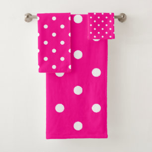 Heet Neon Roze en Witte Stippen Bad Handdoek