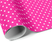 Heet Neon Roze en Witte Stippen Cadeaupapier (Rol Hoek)