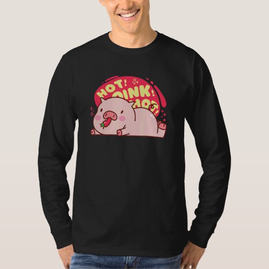 Heet Oink Heet Pig Eating Pepper Cute Food T-shirt (Voorkant)
