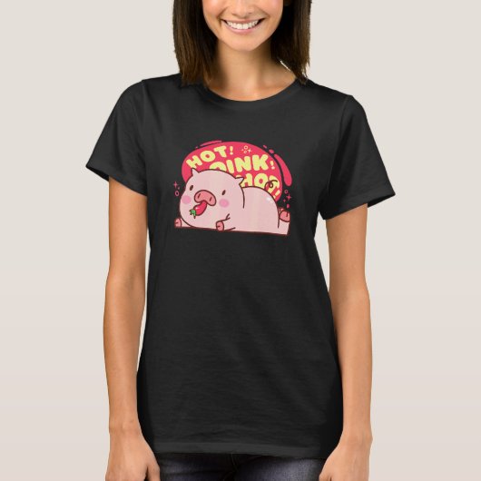 Heet Oink Heet Pig Eating Pepper Cute Food T-shirt (Voorkant)