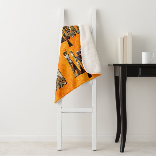 Heet Oranje Alpaca-ontwerp Sherpa Deken (In situ)