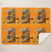 Heet Oranje Alpaca-ontwerp Sherpa Deken (Voorkant (horizontaal))