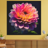 Heet Oranje en Roze Dahlia Bloem Canvas Afdruk (Insitu (Woonkamer))