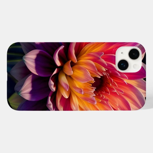 Heet Oranje en Roze Dahlia Bloem Case-Mate iPhone Case (Achterkant (horizontaal))