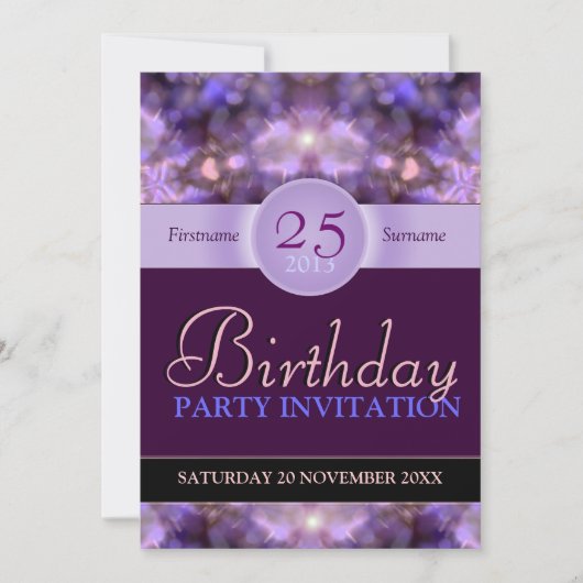 Heet Paarse Dreams Birthday Party Invitation Kaart (Voorkant)