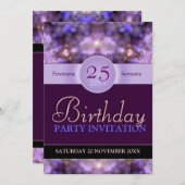 Heet Paarse Dreams Birthday Party Invitation Kaart (Voorkant / Achterkant)
