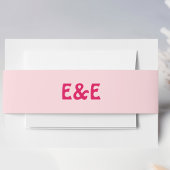 Heet & Pastel Roze Retro Monogrammed Bruiloft Uitnodigingen Wikkel