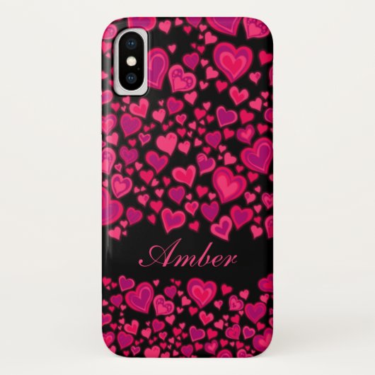 Heet patroon hete roze en zwarte iphone case (Achterkant)
