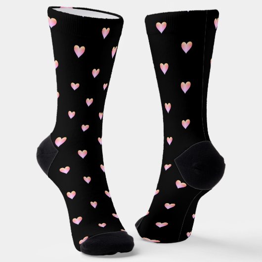 Heet Pattern Black Pink Iridescent Cute  Sokken (Gebogen)