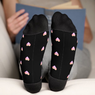Heet Pattern Black Pink Iridescent Cute  Sokken