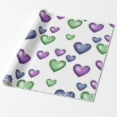 Heet Pattern Blue Green Paars voor Valentijns d Cadeaupapier (Uitgerold)