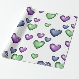Heet Pattern Blue Green Paars voor Valentijns  d Cadeaupapier