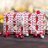 Heet Pepper Diva Roze Harten Patroon Tekening Cadeaupapier