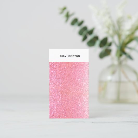 Heet Pink Glitter Oorbel Houder Visitekaartje (Staand voorkant)