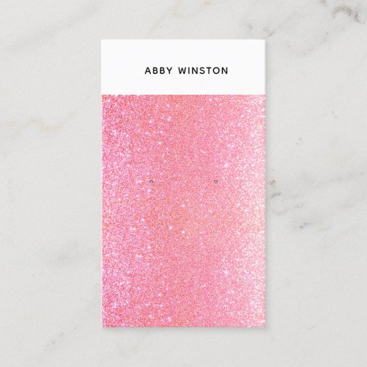 Heet Pink Glitter Oorbel Houder Visitekaartje (Voorkant)