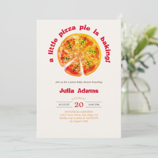 Heet Pizza Appeltaart barbeque cheesy Baby shower Kaart (Staand voorkant)