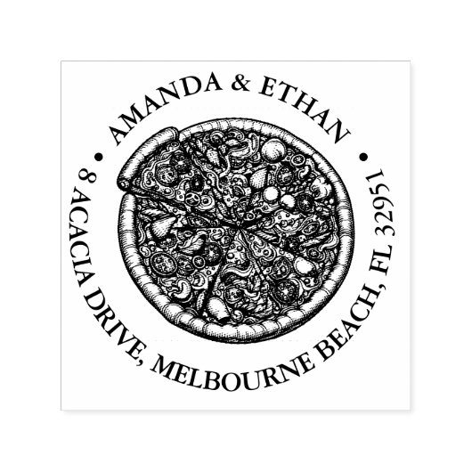 Heet Pizza Party Snack Thema Zelfinking Stamp Zelfinktende Stempel (Design)