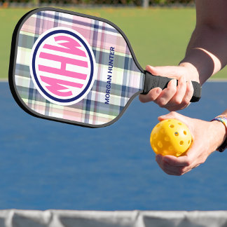 Heet Pk Cirkel Monogram Lettertype Roze Marine Gro Pickleball Paddle